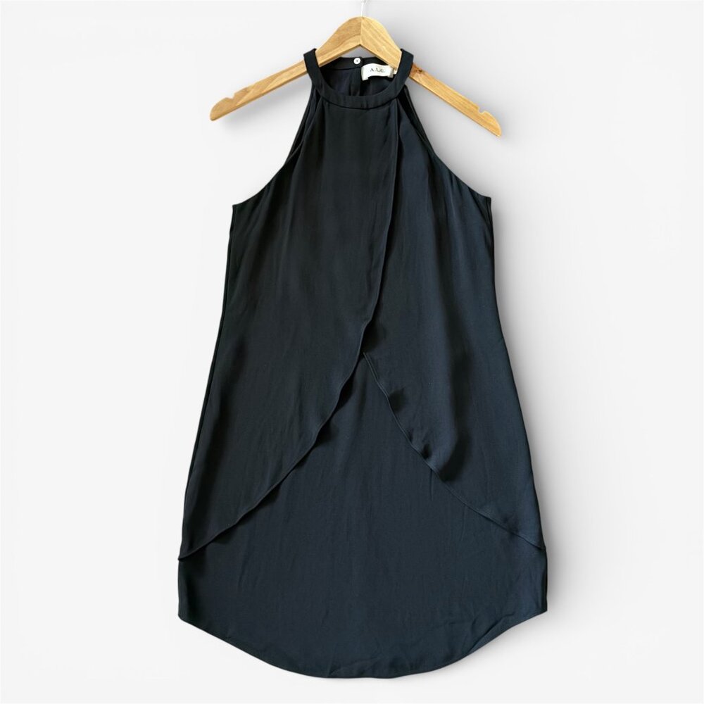 A.L.C. Easton Asymmetrical Ruffled Black Halter Dress Womens Size 2 Party LBD